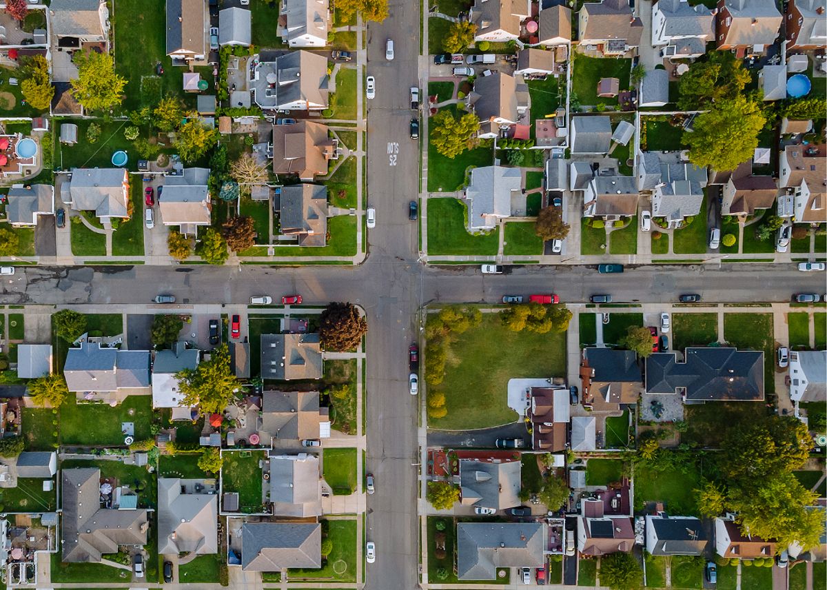 Suburban neighborhood with amenities